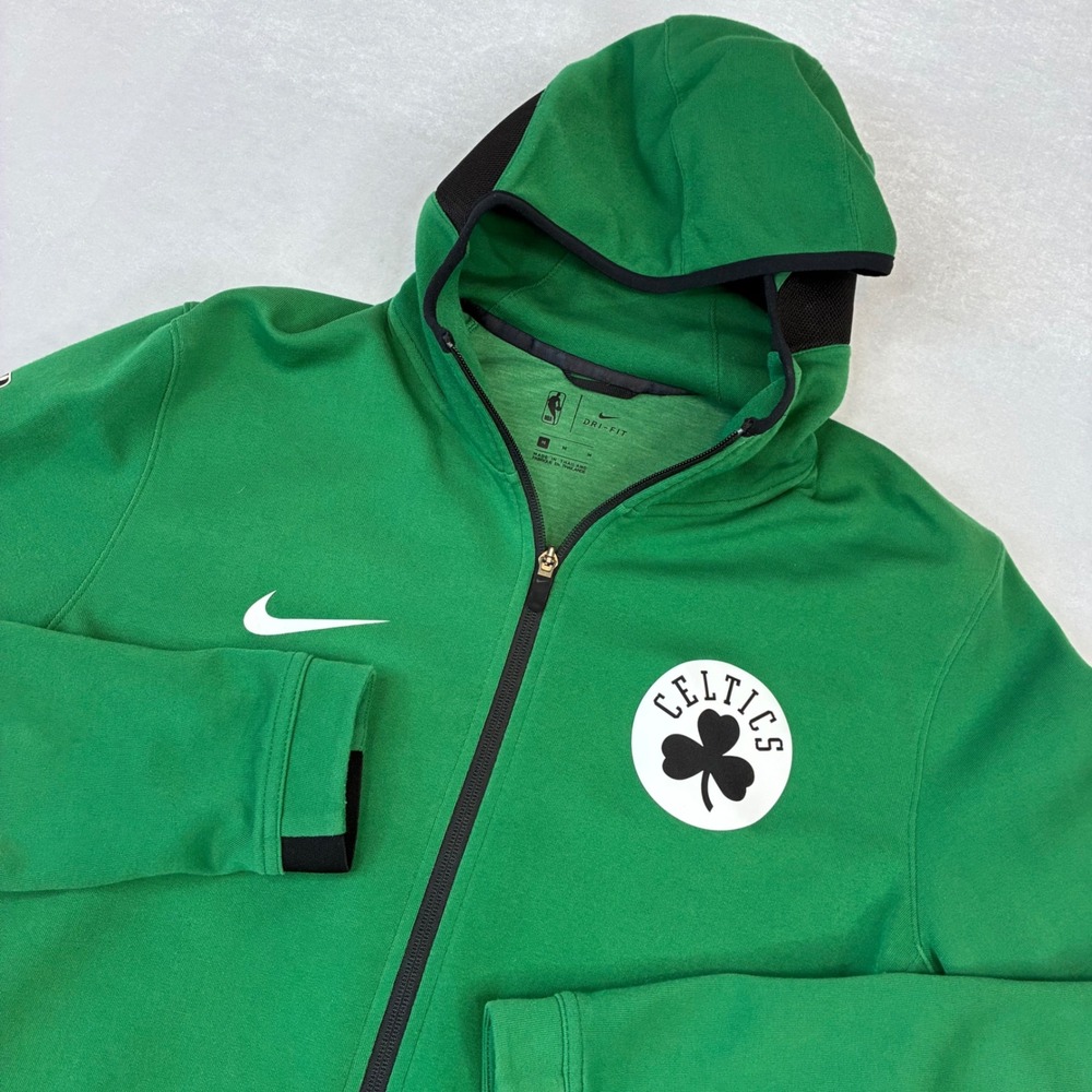 Nike Boston Celtics Hoodie Mens Medium Green NBA Full Zip Dri-FIT Basketball